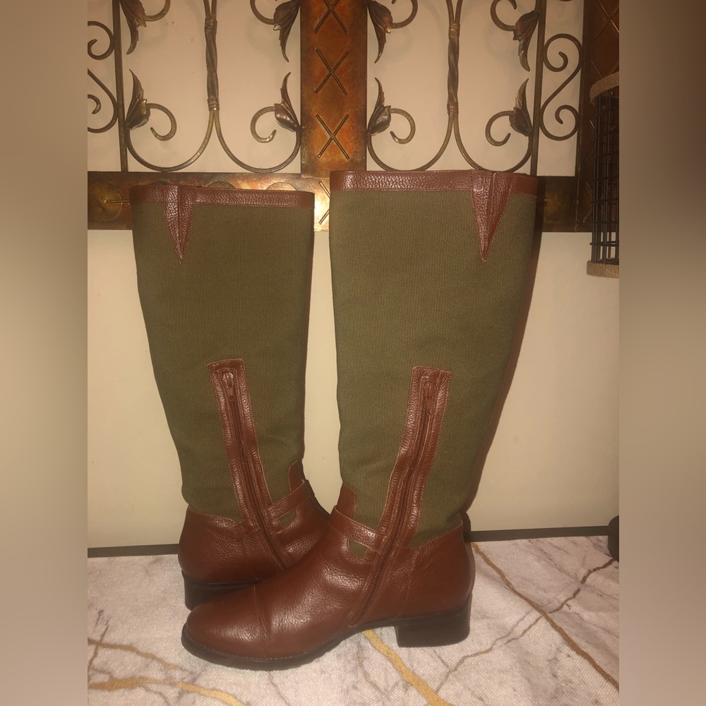 Talbots brown and green boots, size 7.5, worn but have no scuff marks or flaws